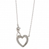 Oxzen ασημένιο κολιέ καρδιά με άπειρο και λευκά ζιργκόν