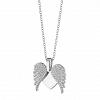 Oxzen γυναικείο κολιέ ασημένιο καρδούλα με φτερά που ανοίγουν
