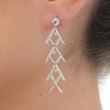 Oxzen σκουλαρίκια κρεμαστά ασημένια μακρύ σχήμα Χ γεμάτο ζιργκόν