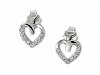 Oxzen σκουλαρίκια καρφωτά ασημένια καρδιά με λευκά ζιργκόν