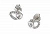 Oxzen σκουλαρίκια καρφωτά ασημένια διπλή καρδιά με λευκά ζιργκόν