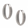 Oxzen σκουλαρίκια κρίκοι ασημένιοι φαρδιοί 25mm με λευκά ζιργκόν