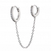 Oxzen σκουλαρίκια ασημένια κρικάκια με ζιργκόν για διπλή τρύπα με αλυσίδα