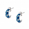Oxzen σκουλαρίκια κρικάκια μικρά ασημένια με μπλε σμάλτο και λευκά ζιργκόν