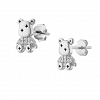 Oxzen ασημένιο σκουλαρίκι παιδικό-εφηβικό επιπλατινωμένο αρκουδάκι με λευκά ζιργκόν