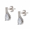 Oxzen σκουλαρίκια κρεμαστά ασημένια σταγόνα με λευκά ζιργκόν