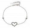 Oxzen βραχιόλι ασημένιο με καρδιά και λευκά ζιργκόν