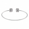 Oxzen γυναικείο βραχιόλι ασημένιο εύκαμπτο με δύο τετράγωνα ζιργκόν