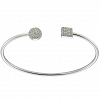 Oxzen ασημένιο βραχιόλι χειροπέδα εύκαμπτη με λευκά ζιργκόν