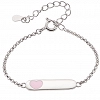 Oxzen ασημένιο παιδικό βραχιόλι επιπλατινωμένο ταυτότητα με ροζ καρδιά