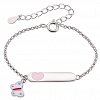 Oxzen ασημένιο παιδικό βραχιόλι επιπλατινωμένο ταυτότητα με ροζ πεταλούδα