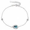 Oxzen γυναικείο βραχιόλι ασημένιο δάκρυ με aqua marine