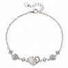 Oxzen ασημένιο βραχιόλι καρδιά με οπάλιο και λευκά ζιργκόν