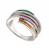 Oxzen δαχτυλίδι ασημένιο με πολύχρωμα ζιργκόν