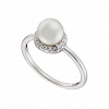 Oxzen δαχτυλίδι ασημένιο με πέρλα και λευκά ζιργκόν