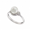 Oxzen δαχτυλίδι ασημένιο με πέρλα και λευκά ζιργκόν