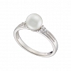 Oxzen δαχτυλίδι ασημένιο με πέρλα και λευκά ζιργκόν