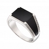 Oxzen ανδρικό δαχτυλίδι από ασήμι επιπλατινωμέμο με μαύρη πέτρα