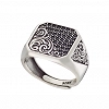 Oxzen ανδρικό δαχτυλίδι ασημένιο με μαύρα ζιργκόν free size