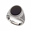 Oxzen ανδρικό δαχτυλίδι ασημένιο με μαύρο αχάτη free size