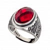 Oxzen ανδρικό δαχτυλίδι ασημένιο με κόκκινο ζιργκόν free size
