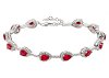 Oxzen γυναικείο βραχιόλι ασημένιο ριβιέρα με κόκκινα ζιργκόν σε σχήμα δάκρυ