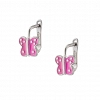 Oxzen ασημένιο παιδικό σκουλαρίκι κρικάκι με ροζ πεταλούδα