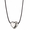 Oxzen γυναικείο κολιέ από ανοξείδωτο ατσάλι καρδιά με δερμάτινο λουράκι