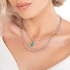 Oxzen γυναικείο κολιέ από ανοξείδωτο ατσάλι τριπλό με γαλάζιες πέτρες