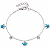 Oxzen γυναικείο βραχιόλι ατσάλινο με κρεμαστές γαλάζιες κορώνες