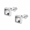 Oxzen σκουλαρίκια καρφωτά ατσάλινα τετράγωνα με λευκό ζιργκόν