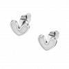 Oxzen γυναικείο σκουλαρίκι ατσάλινο καρφωτό καρδούλα με λευκό σμάλτο