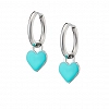 Oxzen γυναικείο σκουλαρίκι ατσάλινο με κρεμαστή γαλάζια καρδούλα