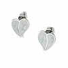 Oxzen γυναικείο σκουλαρίκι ατσάλινο καρδούλα με λευκό σμάλτο
