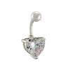 Σκουλαρίκι αφαλού από χειρουργικό ατσάλι με λευκή καρδιά ζιργκόν