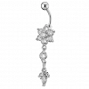 Σκουλαρίκι αφαλού από χειρουργικό ατσάλι με λευκά ζιργκόν