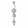 Σκουλαρίκι αφαλού από χειρουργικό ατσάλι με λευκά ζιργκόν