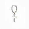 Oxzen ασημένιο σκουλαρίκι Unisex κρικάκι με σταυρό