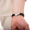 Oxzen ανδρικό βραχιόλι με δέρμα μαύρο και ανοξείδωτο ατσάλι