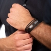 Oxzen δερμάτινο ανδρικό βραχιόλι από ανοξείδωτο ατσάλι με ταυτότητα