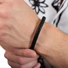 Oxzen δερμάτινο ανδρικό βραχιόλι από ανοξείδωτο ατσάλι μαύρο