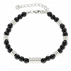 Oxzen ανδρικό βραχιόλι από ανοξείδωτο ατσάλι με μαύρες πέτρες αχάτη