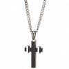 Κολιέ σταυρός αντρικός ατσάλι σε ασημί με μαύρο