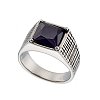 Δαχτυλίδι ανδρικό από ανοξείδωτο ατσάλι με μαύρη πέτρα ζιργκόν