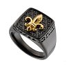Δαχτυλίδι από ανοξείδωτο ατσάλι, ανδρικό μαύρο με χρυσό