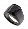 Δαχτυλίδι από ανοξείδωτο ατσάλι, ανδρικό με μαύρη πέτρα ζιργκόν