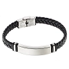 Βραχιόλι ατσάλινο με δέρμα PU ταυτότητα