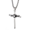 Σταυρός με αλυσίδα Unisex από ανοξείδωτο ατσάλι 316L ασημί μεγάλος