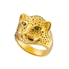 Δαχτυλίδι ανδρικό από ανοξείδωτο ατσάλι επιχρυσωμένος πάνθηρας με κόκκινα μάτια