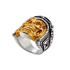 Δαχτυλίδι ανδρικό από ανοξείδωτο ατσάλι, ασημόχρυση νεκροκεφαλή